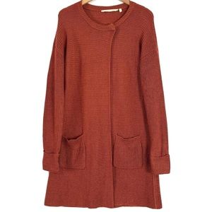 Soft Surroundings L Marcella Wool Blend Duster Cardigan Sweater Burnt Orange